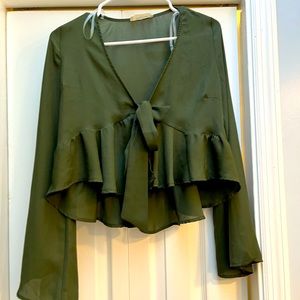 Sexy green front tie top